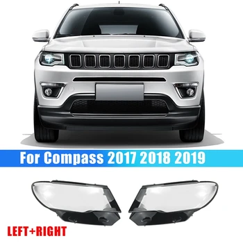 1 Pāri L+R Jeep Compass 2017 2018 2019 Auto Lukturu Objektīva Vāciņu, Lukturu Lampas Toni, Caurspīdīgs Priekšējais Gaismas Shell