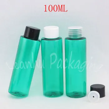 100ML Tukšs Zaļā Plastmasas Pudelē, Ar Skrūvējamu Vāciņu , 100CC Losjons / Tonera Iepakojumu Pudeles , Tukši Kosmētikas Konteineru ( 50 GAB/Daudz )