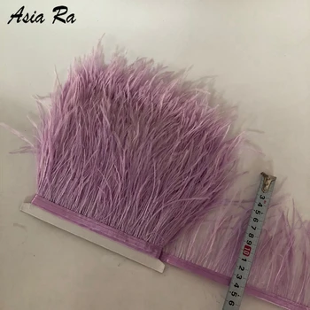 10meter/daudz Tīkams purpura Krāsā Krāsotas augstas kvalitātes strausa spalvu apdares griešana šūšana satīna lenti 13-15 cm 5-6inch platums