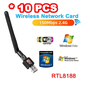 10PCS 2.4 G 5G Bezvadu Tīkla Kartes wi-fi Antenas USB Adapteri Mini 802.11 n/g/b Ethernet 150Mbps Gigabit RTL8188 PC Windows XP
