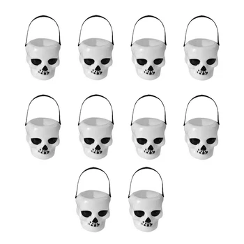 10Pcs Mini Balts Skelets Halloween Candy Tējkanna Halloween Candy Kausa Galvaskausa Galvas Kausu Partijas Apdare Halloween