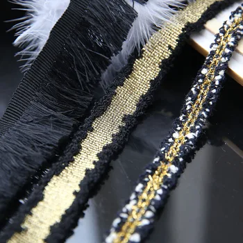 1meter Zelta diegu pinumu DIY priekšgala mezgls matu rotas, piederumi melns pušķis mežģīnes
