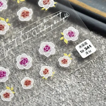1pc Rozā Rožu Nagu Decal ziedu 3D Nail Art Pārsūtīt Uzlīmes, Nagu Dizains, Nagu Piederumi, Nagu Rotājumi