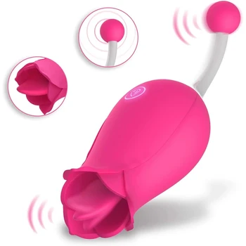 2 In 1 Licking & Augstas Frekvences G-Spot Rožu Klitora Vibrators Mēles Stimulators Maksts, Krūts Dzelksnis Massager Par Ātru Orgasma