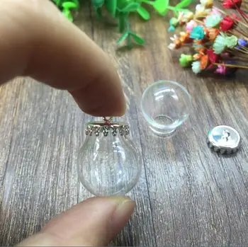 20sets 20*12mm Stikla globuss, ar vainagu sudraba bāzes, kas ir stikla pudelīte kulons DIY stikla pudele dome segtu kaklarota, kulons piekariņi