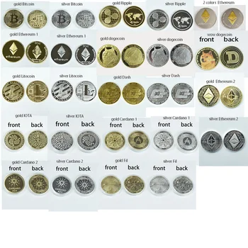 24pcs Zelta Bitcoin Monētas Litecoin BTC Eth XRP Dash Kriptogrāfijas Kolekcija Metāla monētas