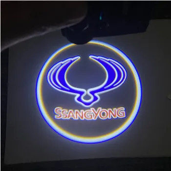2X Bezvadu LED Auto Durvīm, Gaismas Lāzera Projektoru Logo Laipni Lampas Ssangyong Korando Musso Sports Rexton Accessorie Apdare