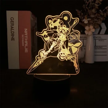 3D Nakts Gaisma Genshin Ietekmes Xiangling Spēli Guļamistaba Dekors Cute Dzimšanas dienu Krāsains Dāvanu LED Lampas Manga Mazulis Jauki Klāt