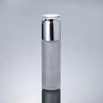40ML matēta stikla pudele ar spīdīga sudraba vāciņu, nospiediet sūkni losjons pudeli