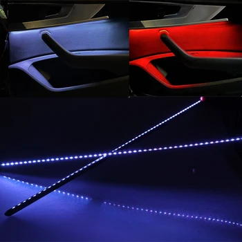 5in1 RGB LED Apkārtējās Gaismas iekšējā Apdare, Ar App Kontroles Dekoratīvās Apkārtējā Paneļa Vieglās Automašīnas Interjeru, 64 Krāsu Elpot