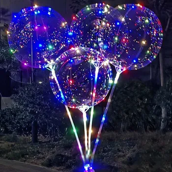 5Set LED Gaismas Pārredzamus BoBo Baloni, kas Mirgo Rīkoties Krāsains Mirdzumu Burbulis Baloni Valentīna Diena, Kāzu Dekori