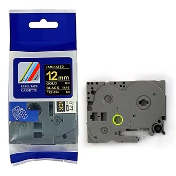 6pk Zelta Drukāt uz Melna Fona Saderīgu P-touch marķējuma lentes kasetne Celtniecības-334 TZe334 par TZ Tape TZ-334