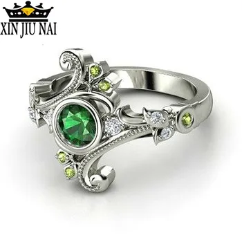925 anillos Sudraba Burvju Dabas Emerald RingMagic Skolas Šarmu Zaļo Kristālu Gredzeni, Sieviešu Un Vīriešu Rotaslietas, Aksesuāri