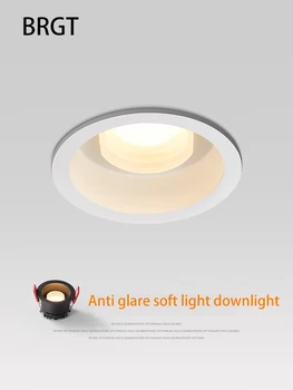 BRGT LED Downlight Padziļinājumā Anti Glare Vietas Apgaismojums Alumīnija Balta 6W12W Griestu Lampa 110V220V Virtuves, Mājas Iekštelpu Apgaismojums