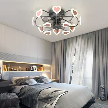 Bērnu istabas, guļamistabas lampas izslēgt ventilatoru lampas radošas personības mīlestība lampas Ziemeļvalstu postmodernisma vienkāršu LED plānas tālvadības