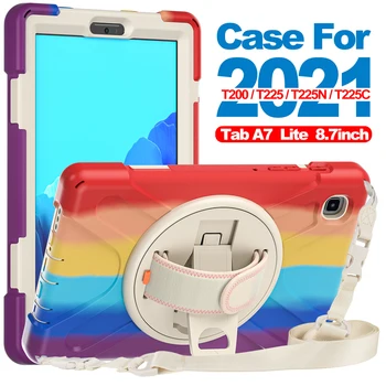 Case For Samsung Galaxy Tab A7 Lite 8.7 collu 2021 SM T220 T225 Pilna Ķermeņa Triecienizturīgs Aizsardzības pārklājums Ar 360 ° Rotējošu Atbalstu