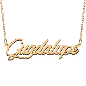 Guadalupe Plāksnītē Kaklarota Sievietēm Nerūsējošā Tērauda Rotaslietas, Zelta Pārklājumu Nosaukums Ķēdes Kulons Femme Mātes Draudzene Dāvanu