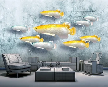 Jaunais Ķīnas 3D trīsdimensiju Reljefa Laimi Zivju Deviņas Zivju Fona Sienu Apdare, Krāsošanas Dzīvojamā Istaba Guļamistaba Tapetes
