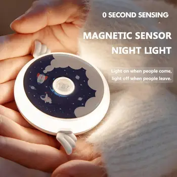 LED Kustību Sensors Nakts Gaisma Rechargeble Magnētisko Sienas Lampas Creative Nakts Lampas Dāvanu Guļamistabas Gultas Apdares Apgaismojums
