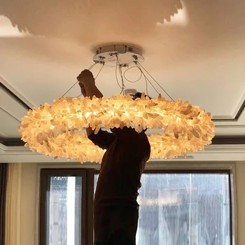 Luksusa lustra LED radošo dabiskā kristāla stone hotel projektēšana lampas villa, viesistaba un dekoratīvās mākslas custom lampas