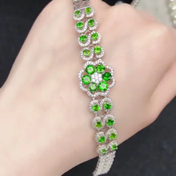 luksusa zaļā diopside dārgakmens aproce sieviešu smalkas rotaslietas dabas pērle, spilgti, skaidrs, zaļš krāsa daudzi gem puse banketa klāt