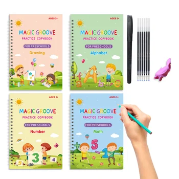 Magic Prakses Copybook Atkārtoti par Preschools Rievām Template Design Bērnu Montessori Rotaļlietas Rakstīšanas Praksi, Kopēt Grāmata