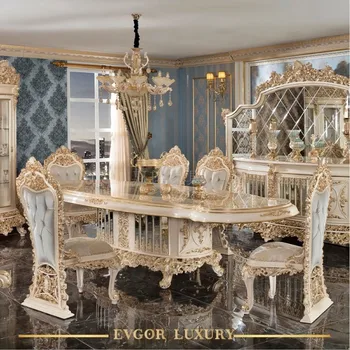 Pasūtījuma Eiropas Luksusa Ēdamistabas Galdi Un Krēsli Francijas Pils Villa Masīvkoka Roku Cirsts Ēdamistabas Mēbeles Ziemeļvalstu Krēsli