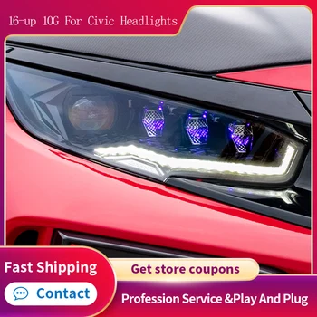 Piederumi, Gaismas, Auto Lukturi Daļas Honda Civic G10 2016 2017 2018 lukturi Full LED priekšējo Lukturu LED Dual Projektoru FACELIF
