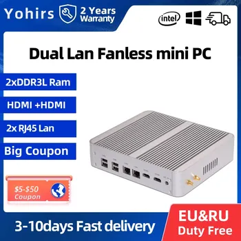 Portatīvā Datora Core i5 5200U i7 5500U HD Graphics 5500 Fanless i5 Mini Pc DDR3 2Lans 2*HD1.4 4K HTPC Alumīnija Tirdzniecības Pc