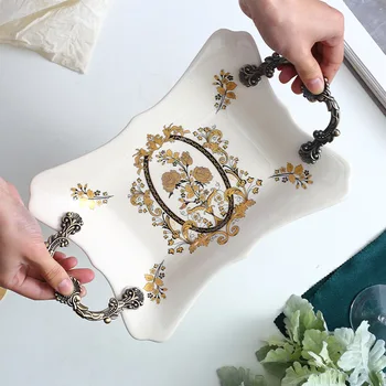 radošu Jauno Eiropas stila keramikas gaismas luksusa modes sadzīves sauso augļu plate kreka porcelāna