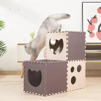 Radošā 14Pcs Mājīgu Kitty Tuneli, Spēlēt Mat EVA Kitty Tuneļa Mats Bite-izturīgs Iekštelpu