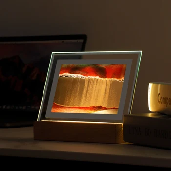Radošā plūstošās smiltis Galda Lampas Dzīvojamā Istaba Guļamistaba Dekorēšana Rotājumu USB Spraudni LED Nakts Gaisma Drift Smilšu Gultas Galda Lampa