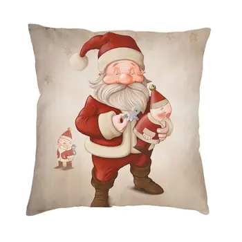 Santa Claus Un Mehāniskā Lelle Mūsdienu Mest spilvendrānas Mājās, Dekoratīvās Ziemassvētku Spilveni Dīvāns 45x45cm Spilvendrānas