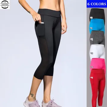 Sievietēm un Meitene Shapers Izmantot Fitnesa Teļš-Garuma Bikses Quick-dry Slim Kompresijas Vidū-Vidukļa Paaugstināt Hip Zemāko pieguļošas Bikses