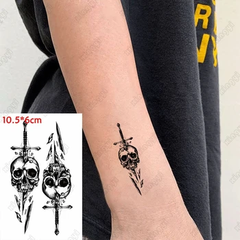 Skelets Krusta Ūdensnecaurlaidīgus Pagaidu Tetovējumu Uzlīmes Romas Pulkstenis Mēness Tetovējums Rokas Delnas Ūdens Nodošanu Viltus Tatto Body Art Sievietes Vīrieši
