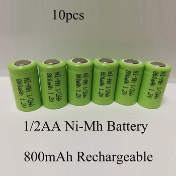 SORVESS 10PCS 800mAH 1/2AA Uzlādējamās NiMh Baterijas 1,2 V NiMh Ni-Mh Baterijas DIY Elektriskais Skuveklis Rīki