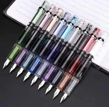 Strūklakas Pildspalvas tipa Gēla Pildspalva 0,5 mm Caurspīdīgs Kaligrāfija Pildspalvu, Paraksts Nomaināmas Tintes Maisiņā un Var Absorbēt Tintes Pildspalvu