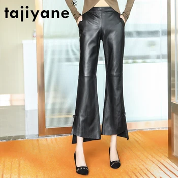 Tajiyane Streetwear Sieviešu Izlīdzināšanu Bikses Sieviešu Īstas Ādas Bikses Sieviete, Īsta Aitādas Bikses Augstas Kvalitātes Pantalones TN1288