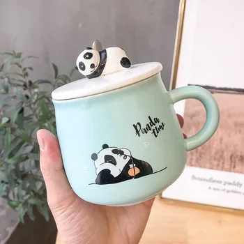 Trīsdimensiju animācijas filmu Panda Krāsainu Glazūru Keramikas Kauss Gudrs Kauss Vīriešu un Sieviešu Studentiem Ins Mākslas Hipster Krūze