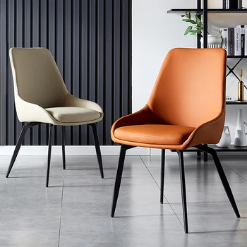 Ziemeļvalstu Ēdamistabas Krēsli Luksusa Ādas Ērts Dizains Mūsdienīga Mīksts Krēsls ar Atzveltni Minimālisma Meuble Luksus Mēbeles