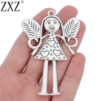 ZXZ 2gab Lielu Angel Girl Pasaku, Piekariņi, Kuloni, lai Kaklarota Rotaslietu izgatavošana Secinājumi 80x54mm