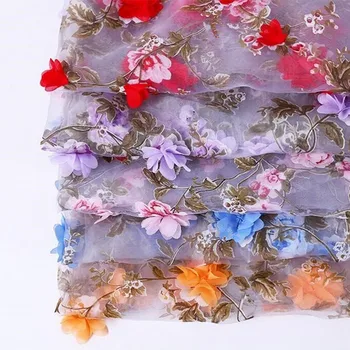 Šifona 3D Ziedu Organza Kleitas Mežģīnes Auduma,Āfrikas Diy Apģērbu Šūšana Raibs Materiāla Audumi,Tauriņš Drukāt Aizkaru Audums