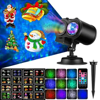 Ūdens Viļņu Halloween, Ziemassvētku Dekori Projektoru Gaismas 2in1 Pārvietojas 12 Modeļiem Dubultā LED Projektors Ūdensizturīgs Āra Lampu Efekts