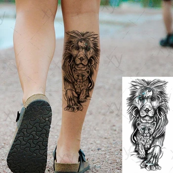 Ūdensnecaurlaidīgus Pagaidu Tetovējumu Uzlīmes Skices Lauva Dzīvnieku Karalis Ins Body Art Atpakaļ, Vēders un Rokas Viltus Tetovējums Flash Tatto Sievietēm Vīriešiem